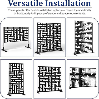 Outdoor Privacy Screen,72" H×47" W Metal Privacy Screen, Freestanding Privacy Fence Panels for Patio