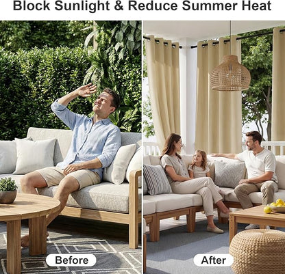 RYB HOME Outdoor Curtains for Patio Deck, Waterproof & Block Sunlight | Thermal - Image 2