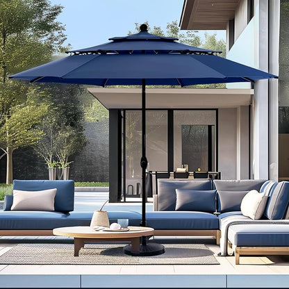 PHI VILLA 10ft Outdoor Patio Umbrellas, 3 Tier Vented Table Umbrella, 1.5" Pole by PHIVILLA