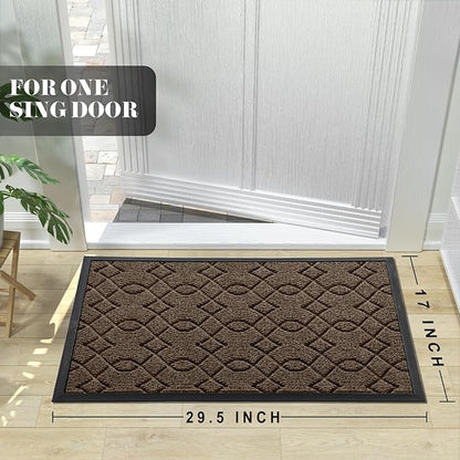 Yimobra Outdoor Mats for Front Door 29.5x17, All-Season Waterproof Doormat Outdoor Entrance, Heavy Duty Non-Slip Outside Door Mat for Garage Patio Proch Entryway Indoor, Brown