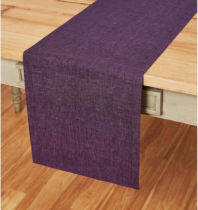 Solino Home Linen Table Runner 120 Inches Long - Athena, 100% Pure Linen Grape 14 x 120 Inch Table Runner for Dining, Winter, Valentines, Spring, Easter