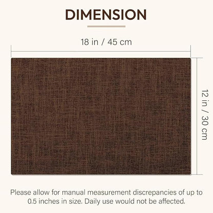 Blue Forest Placemats Set of 8, Dual-Layered Thickened Faux Linen Cloth Place Mats Heat Resistant Machine Washable Wrinkle Free Table Mats Indoor/Outdoor (Brown)