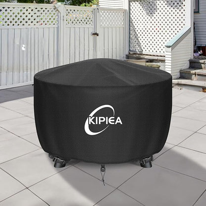 Kipiea Round Fire Pit Cover - 100% Waterproof Upgraded 600D Strong Tear Resistant Firepit Cover, UPF 50+ Outdoor Fire Pit Cover Fading Resistant, 40" Dia X 24" H