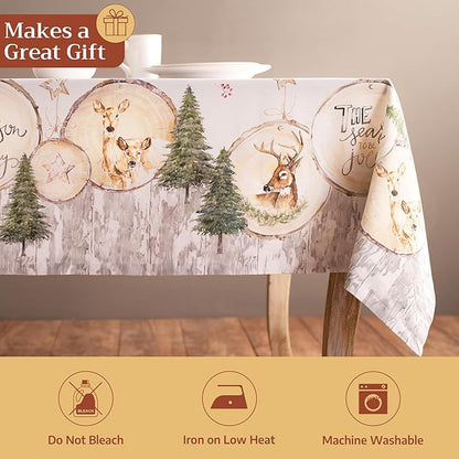 Maison d' Hermine Table Cloth Square Table 100% Cotton 54 x 54 Inches Fall Tablecloth Reusable Everyday Use for Thanksgiving Christmas Decorations Dining Farmhouse Party (Mountain Life)