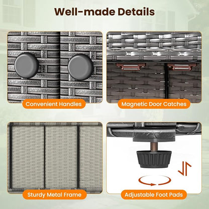 Tangkula Rattan Outdoor Storage Cabinet, Patiojoy Outdoor Cabinet - Image 7