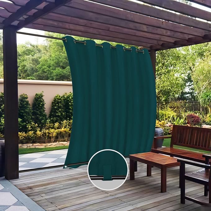 Easy-Going Outdoor Curtains for Patio 1 Panel, 110x108 inch, Teal | Waterproof by Easy-Going
