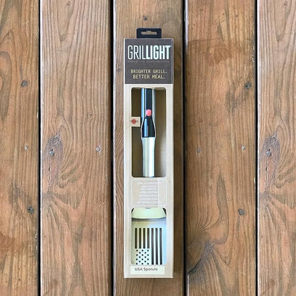 GRILL LIGHT USA Smart Grill Spatula – Restaurant Grade Stainless Steel | Super Bright LED Light to Grill in the Dark | Waterproof & Dishwasher Safe | Camping Barbecue Grilling Spatula