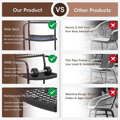 Patio Chairs Set of 6, Stackable Outdoor Dining Chairs - Image 6