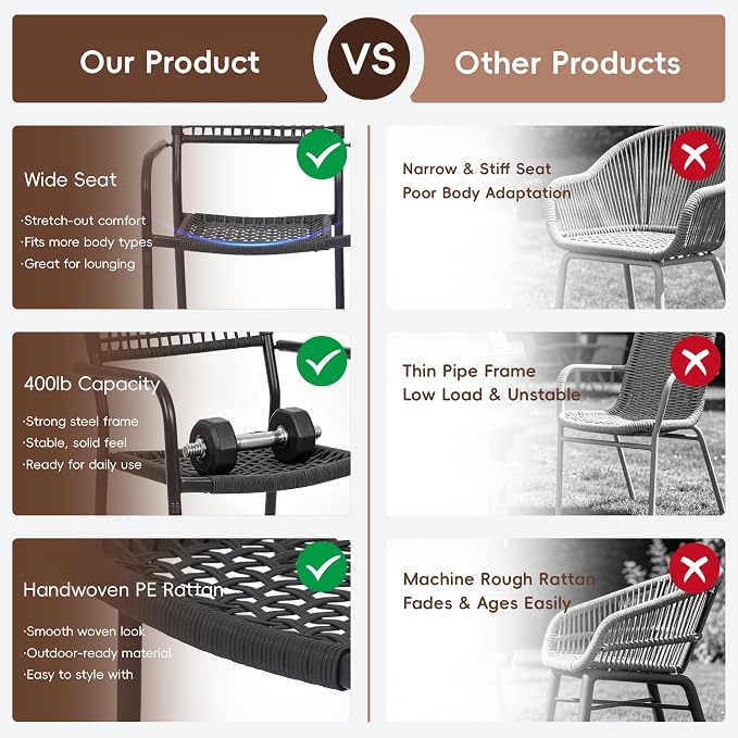 Patio Chairs Set of 4, Stackable Outdoor Dining Chairs - Image 6
