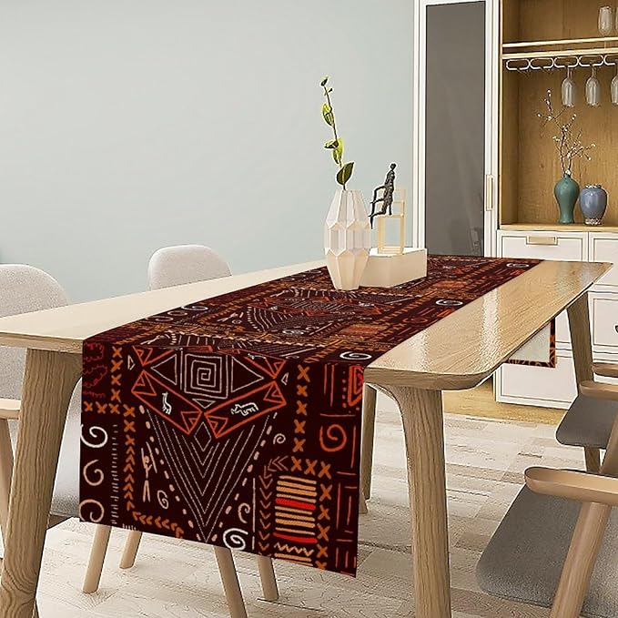 African Table Runner, African Aboriginal Ethnic Tribal Table Runner for Dining Kitchen Farmhouse Party Coffee Home 13x36in