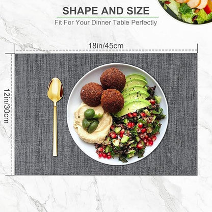 BETEAM Placemats Set of 8, Woven Vinyl Placemat for Dining Table Washable Wipeable Kitchen Place Mats Durable Indoor Outdoor Table Mats