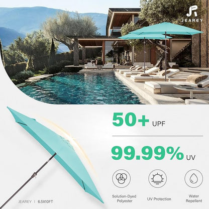 JEAREY 6.5x10 ft Rectangular Patio Umbrellas Rectangle Outdoor Umbrella - Image 5
