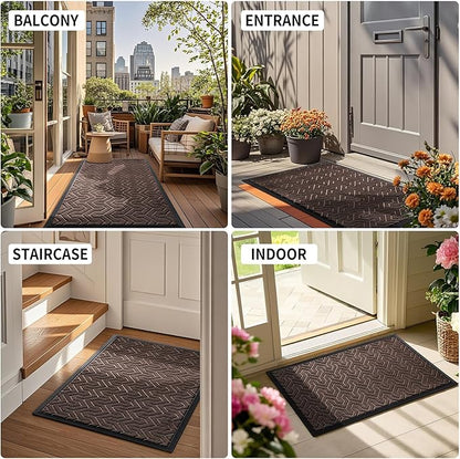Yimobra Large Door Mat Outside Entrance 36x24, Waterproof Heavy Duty Outdoor Mats for Front Door, Non Slip Rubber Entry Mat for Garage Patio Indoor, Easy Clean, Brown