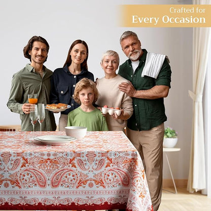 Maison d' Hermine Table Cloth Rectangle Table 100% Cotton 60 x 108 Inches Fall Tablecloth Reusable Everyday Use for Thanksgiving Christmas Decorations Dining Farmhouse Party (Orient)