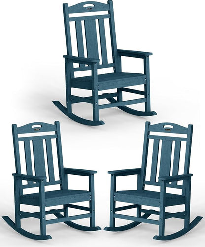 Oversized Outdoor Rocking Chairs Set of 3, 380lbs Heavy-Duty Large Patio Rocker by CIOKEA