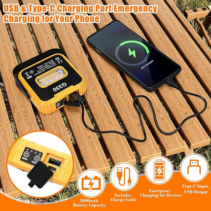 2-Pack 5000mAh LED Grill & Work Lights, Super Bright 1000LM Rechargeable Magnetic Lamp for BBQ, Camping, Emergency, 6 Light Modes & USB Output
