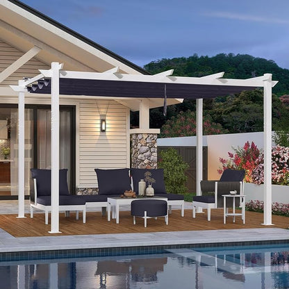 PURPLE LEAF Outdoor White Pergola 10' x 13' w/Double Canopy, aluminum frame by Unknown