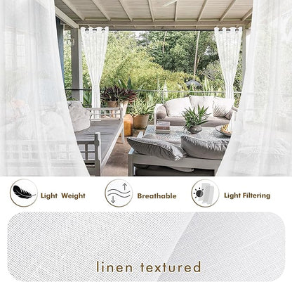 Semi Voile White Sheer Outdoor Curtains - Image 3