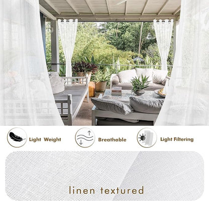 Semi Voile White Sheer Outdoor Curtains - Image 3