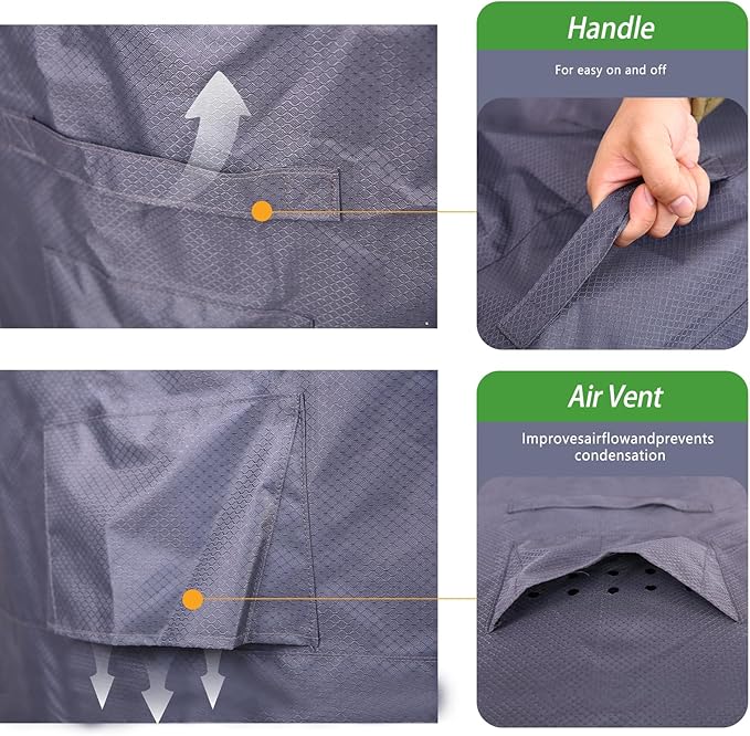 Round Patio Furniture Cover, Heavy Duty and Waterproof for Outdoor Furniture covers, Round outdoor table cover, Patio table cover 72"DIA x 27.5"H Grey