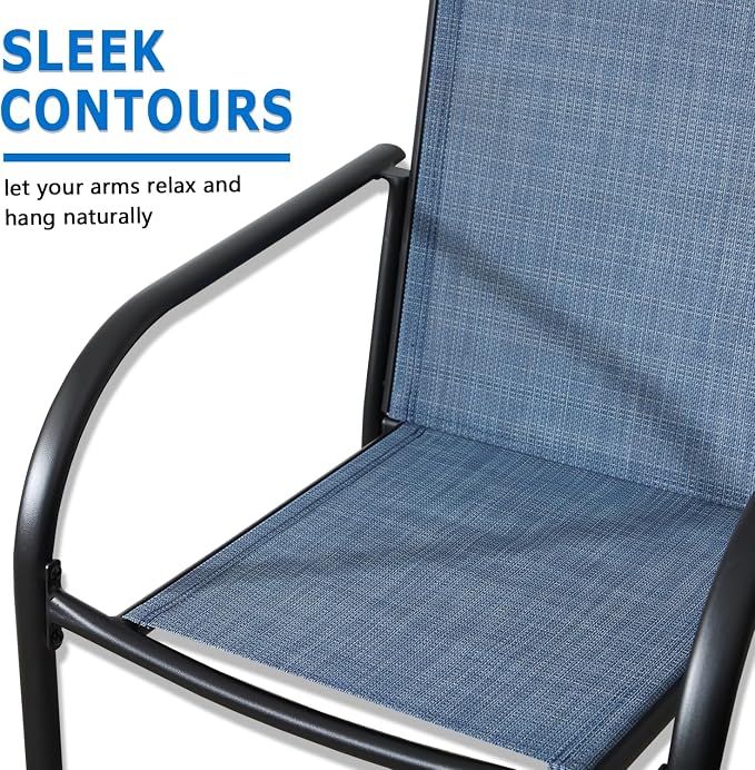 Outdoor Dining Chairs Set of 4, Stackable Patio Chairs - Image 4