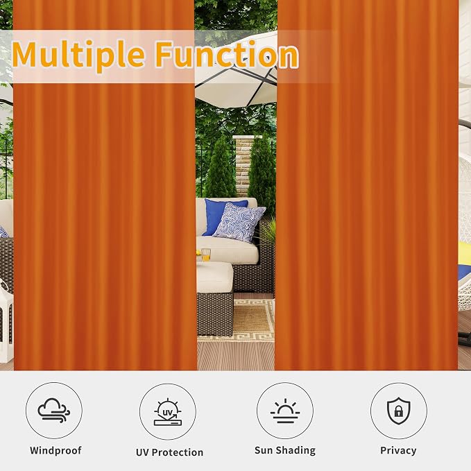 Easy-Going Outdoor Patio Curtains 2 Panels, 54x96 inch, Porch and Pergola - Image 5