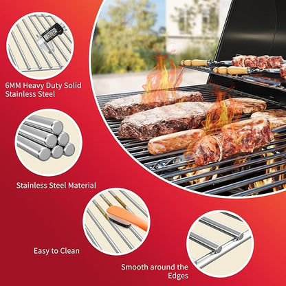 16.94''D x 24.94''W Grill Grates Replacement for Charbroil：463344116,Silver Stainless Steel Grill Grate for Kenmore Gas Grill：16113，3Pack Grill Grates for Broil King Grill：987734