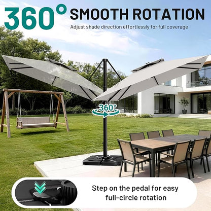 12×12 FT Double-Top Cantilever Patio Umbrella, Light Gray | Square Offset - Image 3