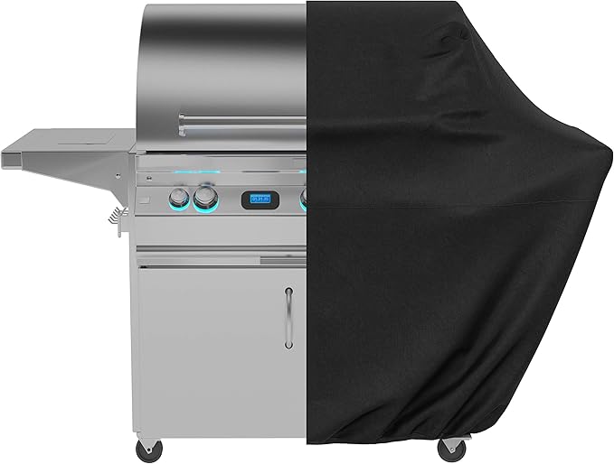 Amazon Basics Gas Grill Barbecue Cover for Outdoor, Waterproof, Anti-UV, Durable Heavy Duty, 60 inch, Medium, Black