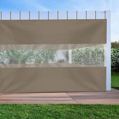 Covers & all Outdoor Clear Panel Curtain, 12 oz Vinyl Outdor Curtains for Patio, Waterproof & Weather Resistant Tarp with Brass Grommets for Pergola, Porch, Gazebos, Balcony (10’ H x 8’ W Feet, Beige)