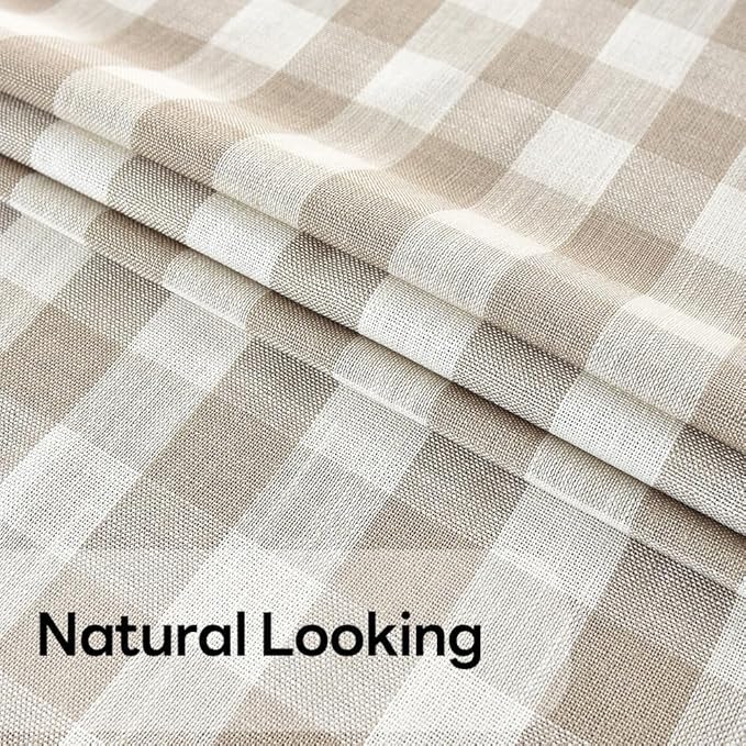 Gingham Table Cloth for Square Tables Beige Checkered Plaid Tablecloth Heavy Duty Cotton Blend Washable & Wrinkle Table Cover for Outdoor Kitchen Dining Picnic Camping (60x60 Inch)