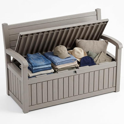 100 Gallon Outdoor Storage Bench, Waterproof Resin Deck Box by GYMHILL