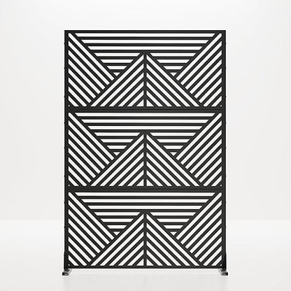 Casaphoria 72" H x 47" W Metal Outdoor Privacy Screen, Freestanding Decorative Divider for Patio, Deck, Balcony, and Garden with Stable Base, Black Zodiac