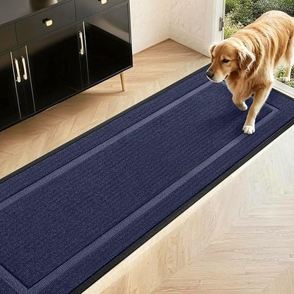 Extra Large Front Door Mat Outside Entrance Indoor Doormat, 71" x 24" Outdoor Mats for Patio Waterproof, Outdoor Door Mats for Outside Entry, Indoor Rugs for Entryway, Sturdy Natural Rubber, Blue