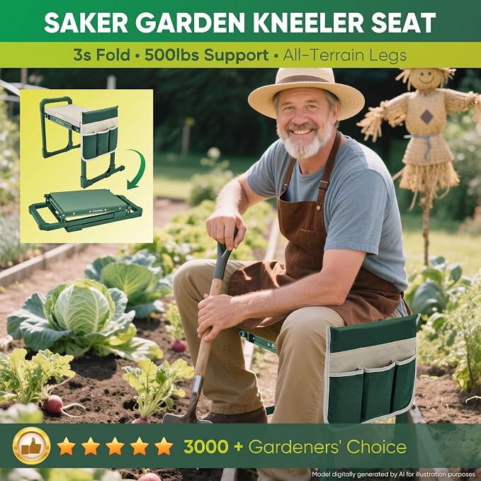 Saker Garden Kneeler and Seat Foldable Gardening Stool - Image 2