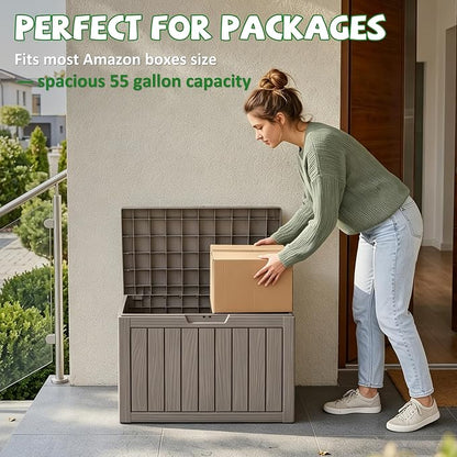 DRATO 55 Gallon Outdoor Storage Box Waterproof, Lockable Resin Deck Boxes | - Image 7
