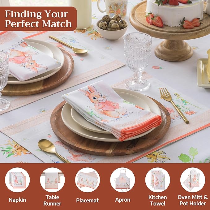 Maison d'Hermine Table Cloth Rectangle Table 100% Cotton Tablecloth for Dining Room, Farmhouse, Home, Hotel, Parties & Wedding - Ideal for Easter Decorations Spring & Summer (Bunny Party, 60" x 120")