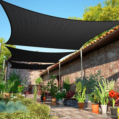 10' x 12' Black Sun Shade Sail Rectangle SMSLR Canopy Fabric Cloth Screen by ShadeMart