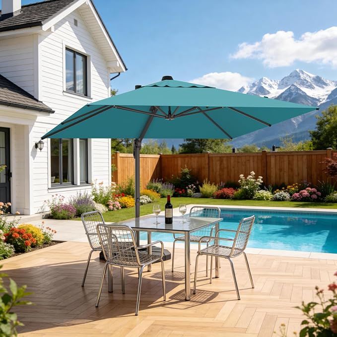 10' X 10' Patio Umbrella Cantilever Outdoor Rectangle Umbrella, Heavy Duty by ORYNTREX