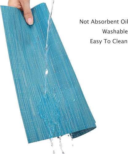 Myir JUN Table Runner, Vinyl Table Runner Indoor Arbitrarily Cropped Runner for Table Heatproof for Home Party (Blue, 12 x 94 inch)