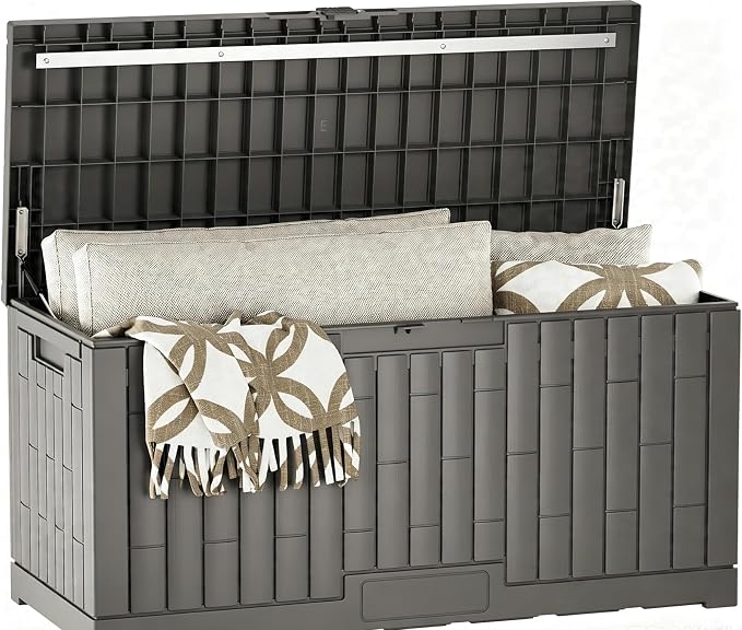 120 Gallon Resin Deck Box, Package Delivery Box by LAUSAINTHOME