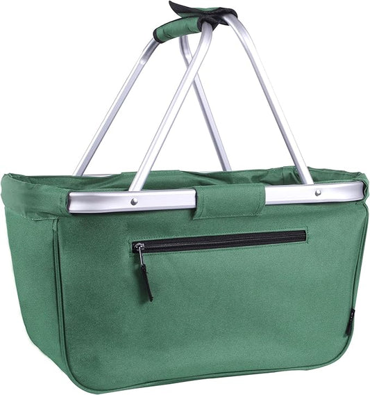 Picnic Basket, SIYUAN 24L Collapsible Market Basket with Two Handles Portable Canvas Grocery Basket Reusable Christmas Shopping Bag