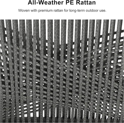 PURPLE LEAF Outdoor Patio Dining Set All-Weather PE Rattan Furniture Set with All Aluminum Frame Rectangular 7 Pieces Table and Chairs Set for 6 People Lawn Garden Backyard Deck, Grey