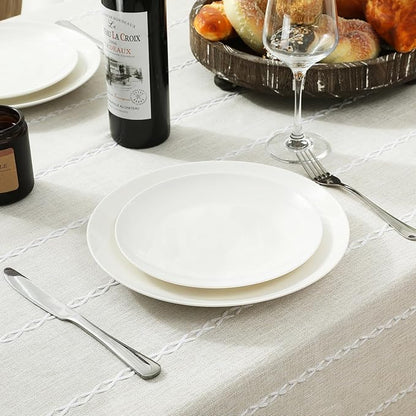 Chassic 60 x 84 inches Farmhouse Style Linen tablecloths, Wrinkle Resistant Washable Dining Room Table Cloths for Rectangle Tables - Beige