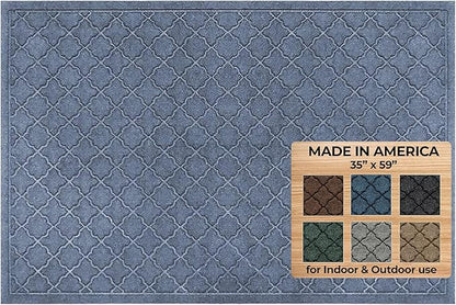 WaterHog Heavy Duty Doorway Mat, 3' x 5', Made in USA, Durable & Skid-Resistant Entryway Mat, Water-Trapping, Indoor/Outdoor Decorative Floor Covering, Cordova Collection, Bluestone