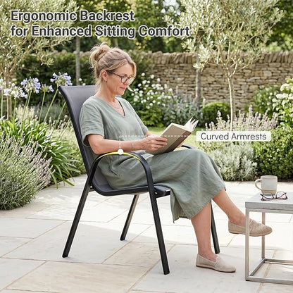 Tangkula Stackable Patio Dining Chairs Set of 4, Outdoor Armchairs - Image 6