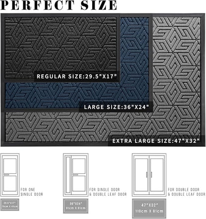 Yimobra Doormat Outdoor Entrance 29.5x17, All-Weather Waterproof Outdoor Mats for Front Door, Non Slip Welcome Door Mat for Patio Proch Outside Entryway Indoor, Mix Blue