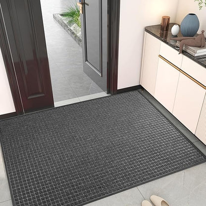 Kuyal Front Door Mat, 3'*4' Door Mat for Inside Outside Entrance,Waterproof Welcome Mats with Non-Slip Backing, Indoor Outdoor Entryway, Commercial Floor Mats, Durable & Easy to Clean, Dark Gray