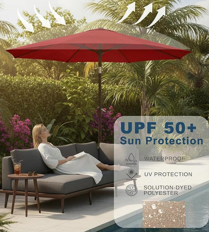 9FT Auto-Tilt Patio Umbrella|Outdoor Market Table Umbrella - Image 4