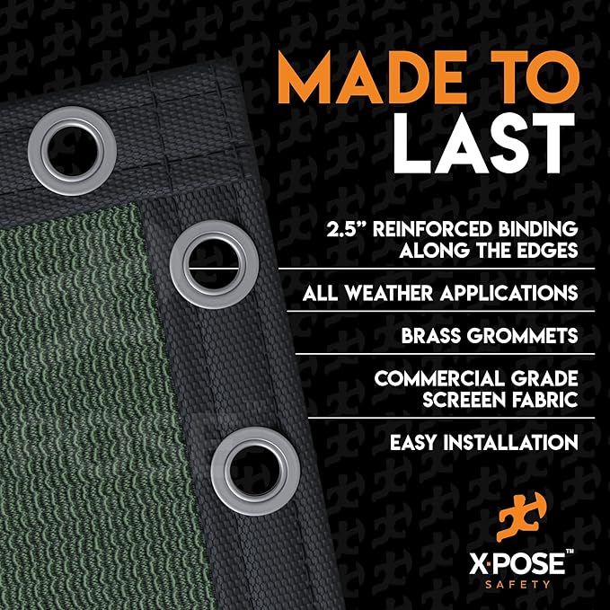 Xpose Safety Privacy Fence Screen 5’ x 50’ – Heavy Duty Green Mesh with 90% Visibility Block, UV Protection – for Garden, Yard, Nursery, Kennel, Dog Run, Greenhouse